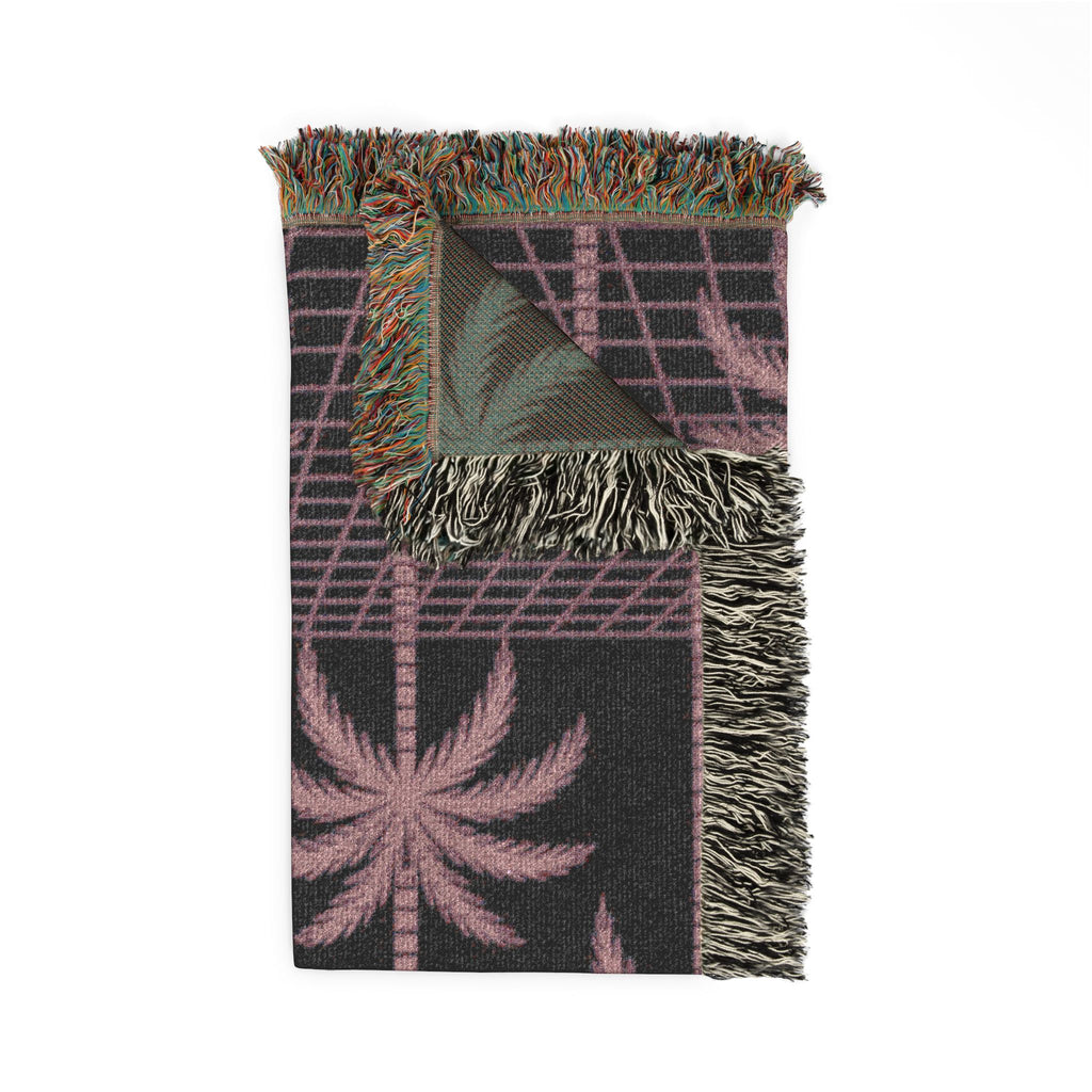 Neon Palm Throw — 1980s Tropical Night Woven Blanket