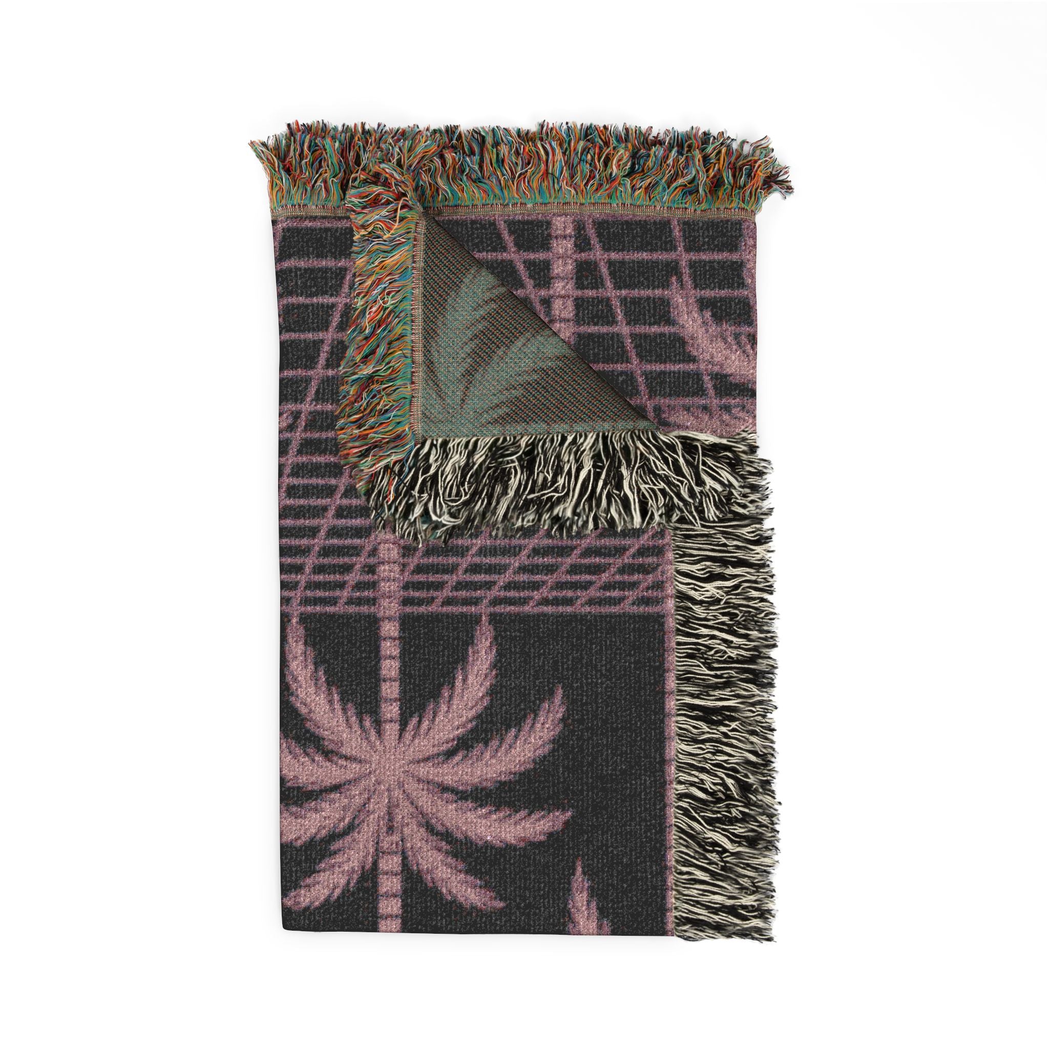 Neon Palm Throw — 1980s Tropical Night Woven Blanket