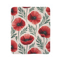 Poppy Floral Sherpa Blanket — Cozy Fleece Throw with Red Poppy Pattern