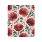 Poppy Floral Sherpa Blanket — Cozy Fleece Throw with Red Poppy Pattern
