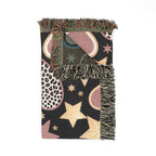 Girl Power Throw — 1990s Leopard Heart & Star Woven Blanket