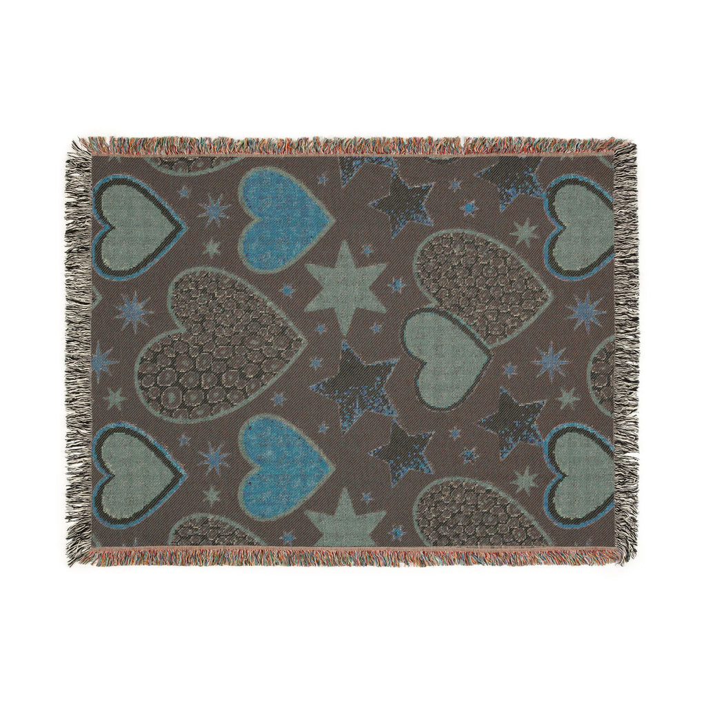 Girl Power Throw — 1990s Leopard Heart & Star Woven Blanket