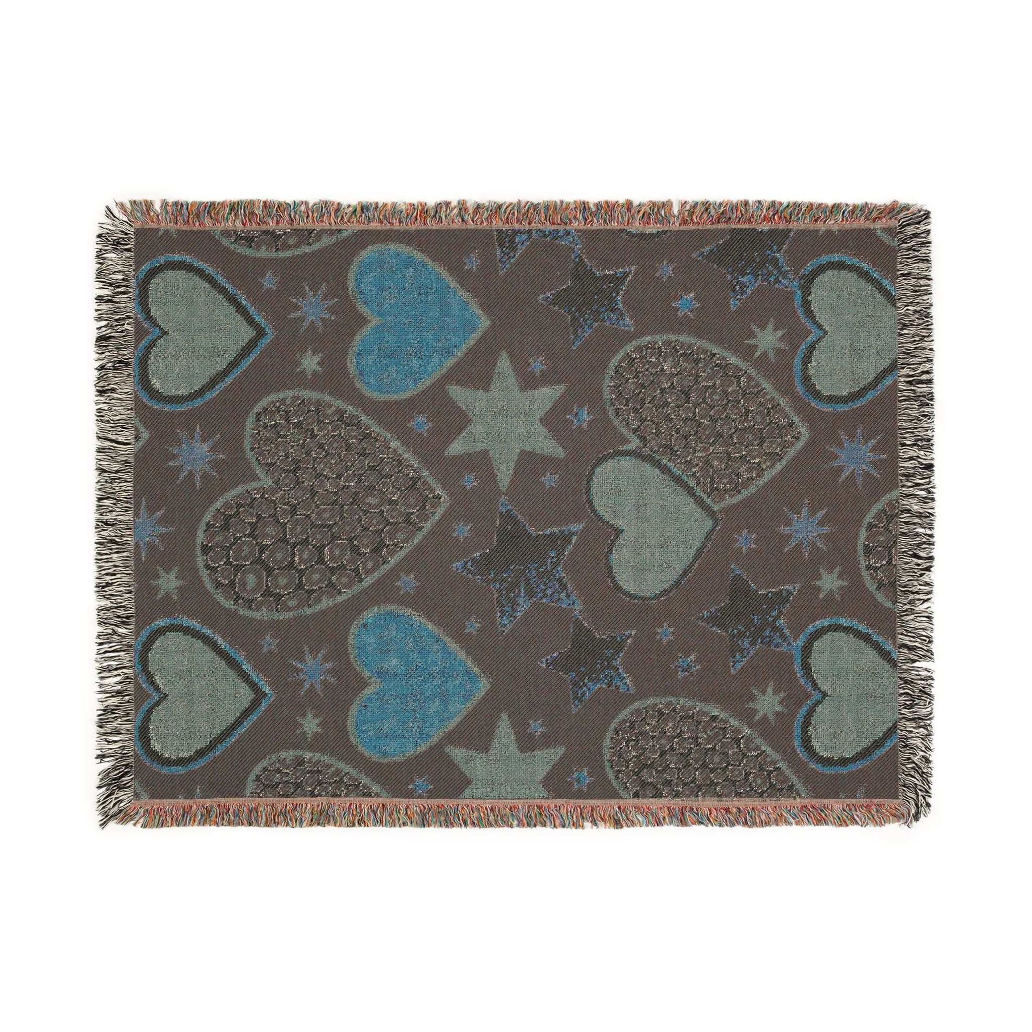 Girl Power Throw — 1990s Leopard Heart & Star Woven Blanket