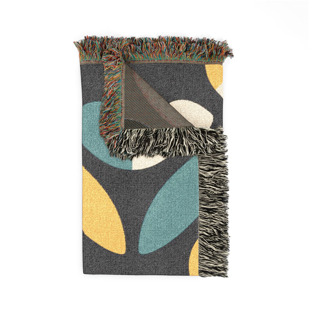 Mod Petal Throw — 1960s Geometric Botanical Woven Blanket