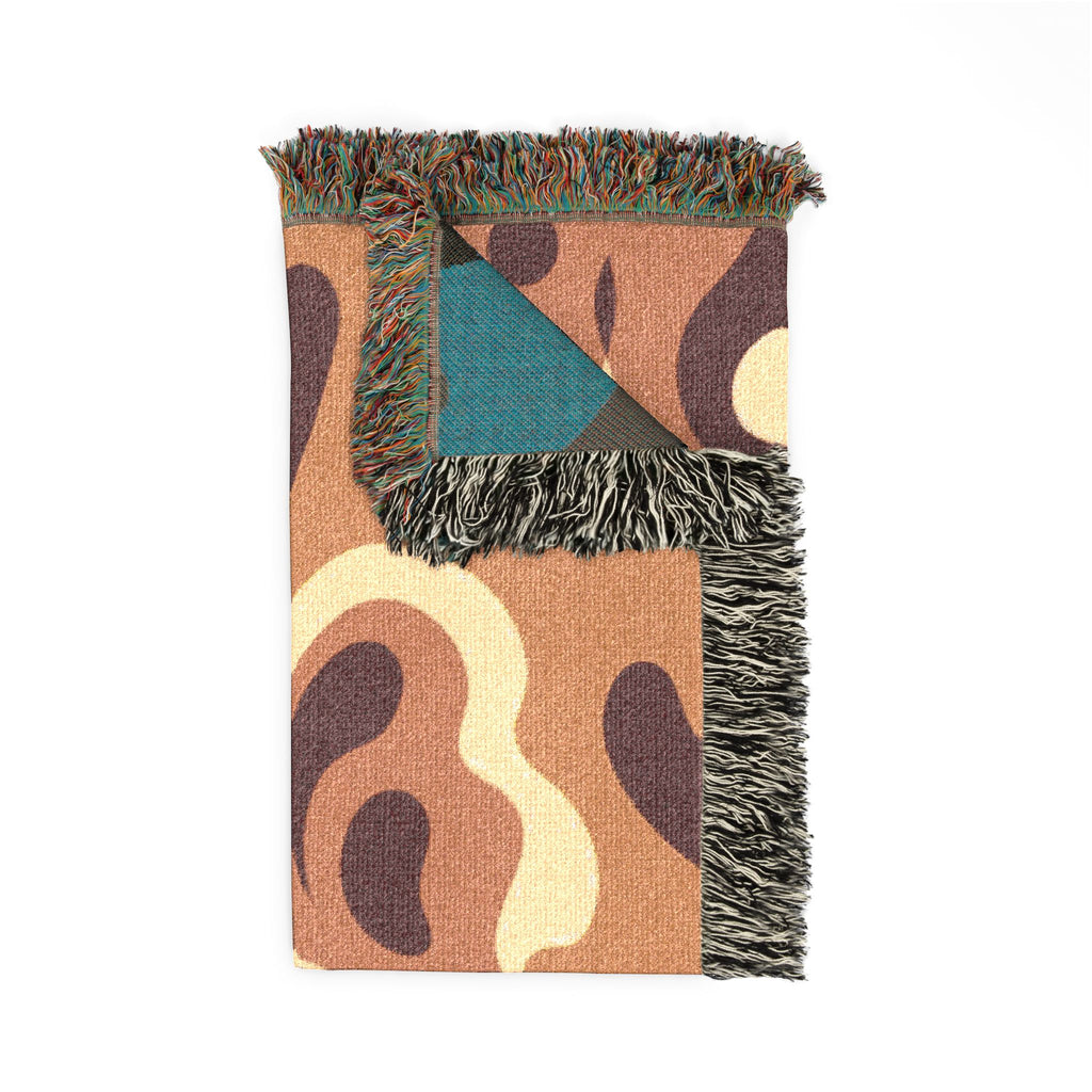 Lava Flow Throw — 1970s Psychedelic Abstract Woven Blanket