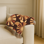 🌻  Tawny Bloom Throw — 1970s Art Nouveau Woven Blanket