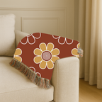 Spiral Daisy Throw — 1970s Retro Outline Woven Blanket