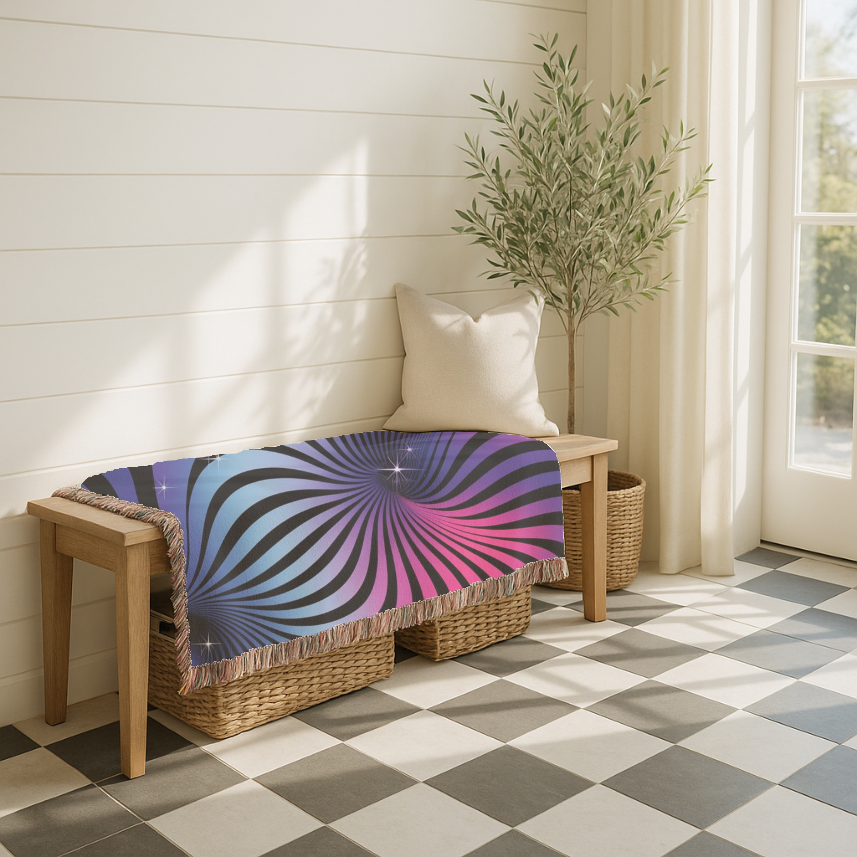 Supernova Throw — 2000s Y2K Stripe Sunburst Woven Blanket