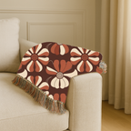 Velvet Bloom Throw — 1970s Stripe Petal Woven Blanket