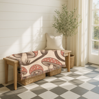 Forest Floor Throw — 1970s Woodland Mushroom Woven Blanket
