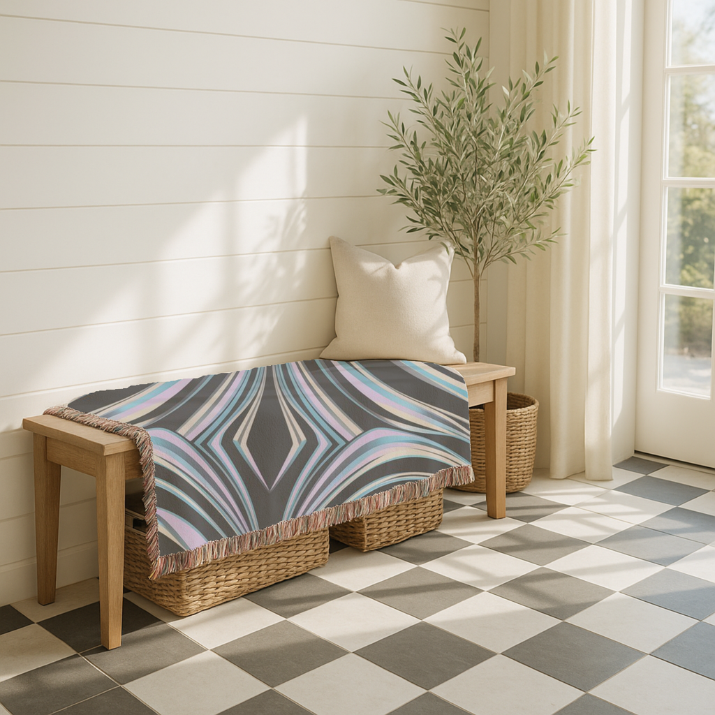 Aurora Throw — 2000s Y2K Iridescent Ribbon Woven Blanket