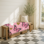 Butterfly Kiss Throw — 2000s Pink Butterfly & Heart Woven Blanket