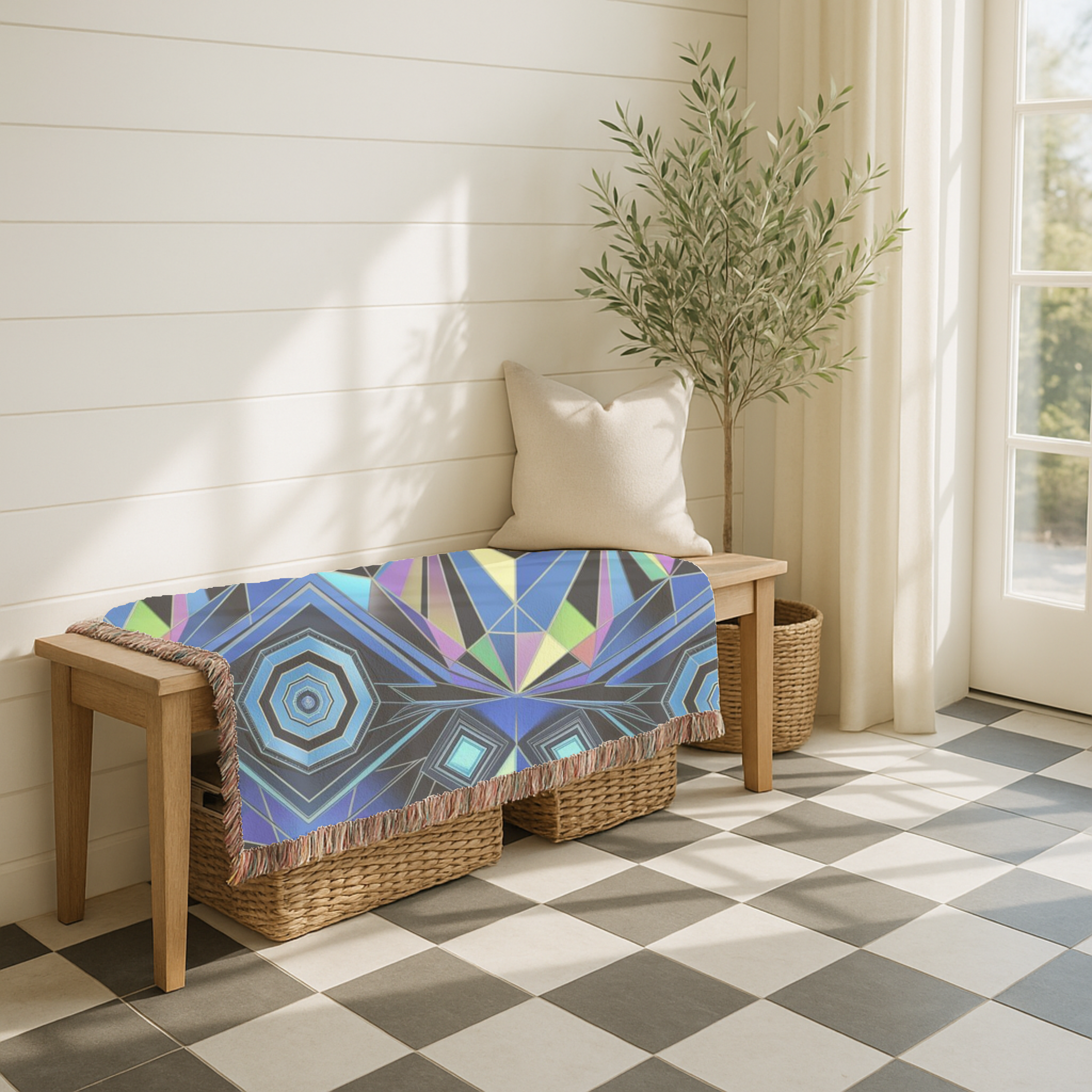 Crystal Throw — 2000s Y2K Kaleidoscope Gem Woven Blanket