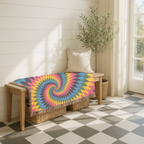 Spectrum Throw — 1990s Rainbow Spiral Woven Blanket