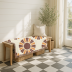 Harvest Sunflower Throw — 1970s Folk Sunflower Woven Blanket