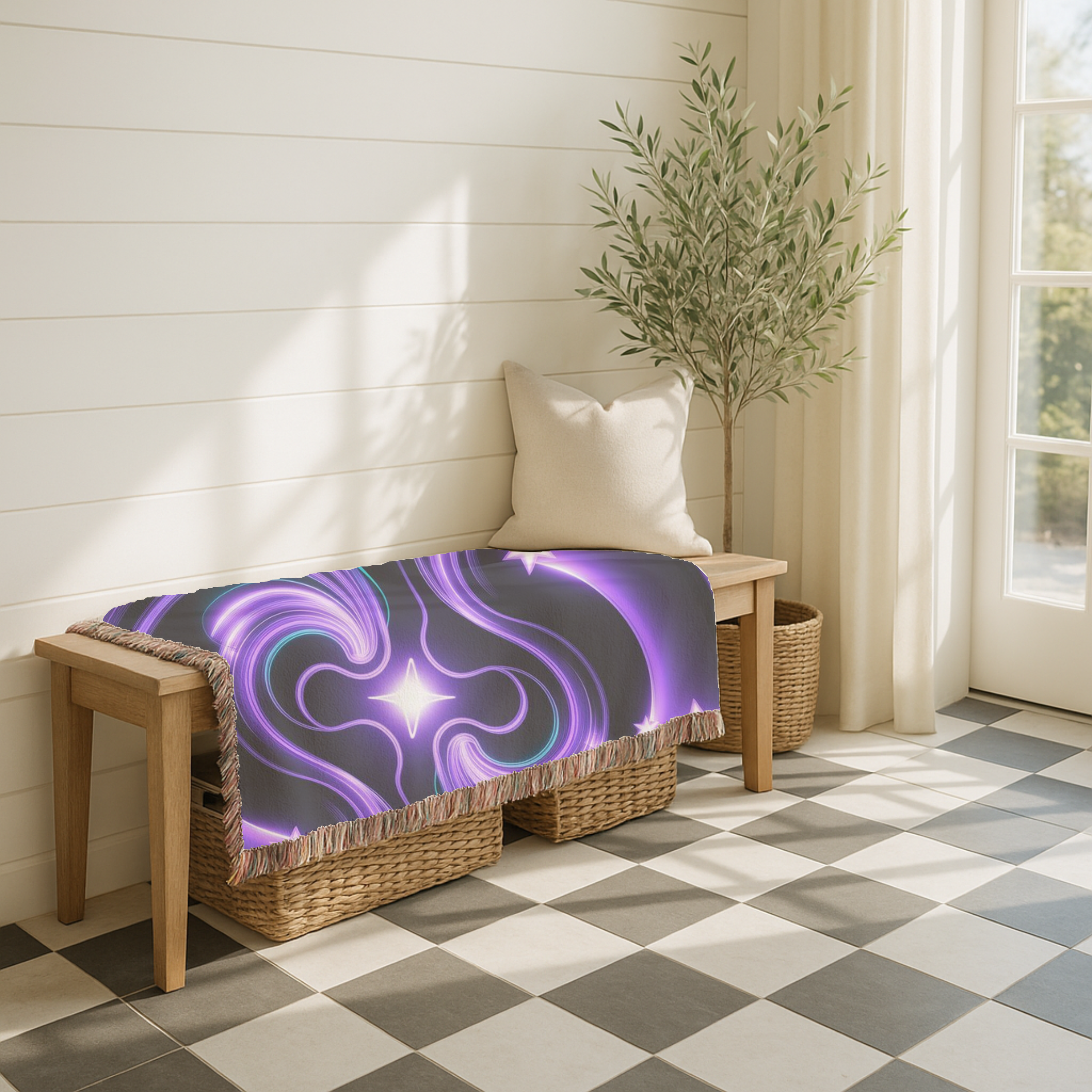 Nebula Throw — 2000s Y2K Neon Swirl Woven Blanket