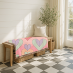 Layered Heart Throw — 1980s Rainbow Love Woven Blanket