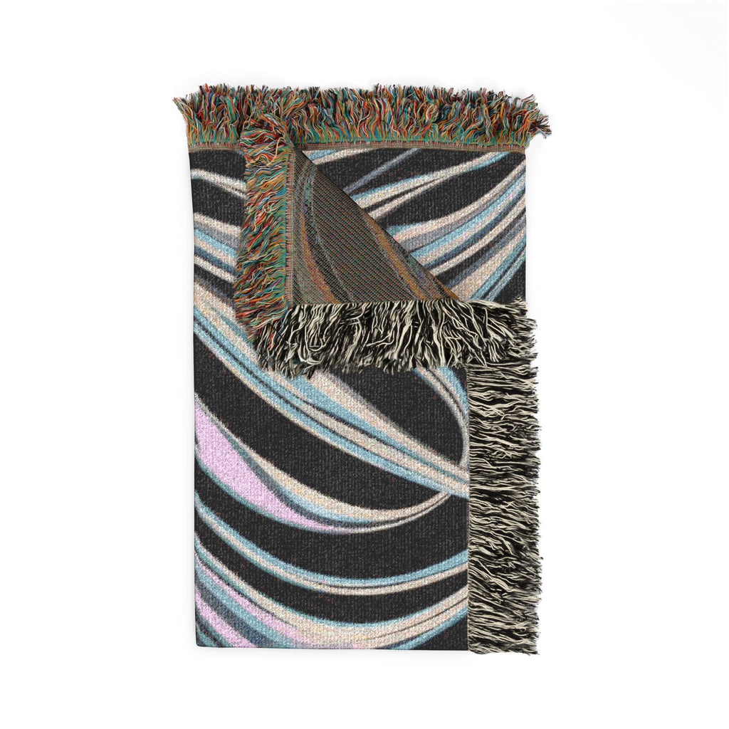 Aurora Throw — 2000s Y2K Iridescent Ribbon Woven Blanket