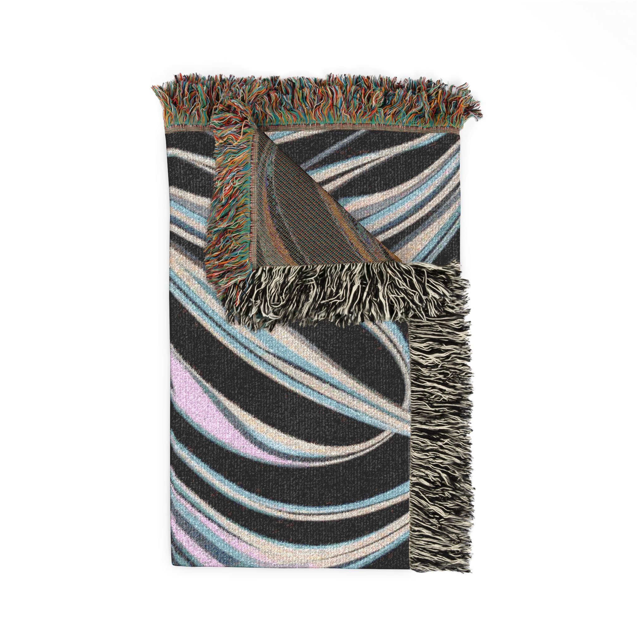 Aurora Throw — 2000s Y2K Iridescent Ribbon Woven Blanket