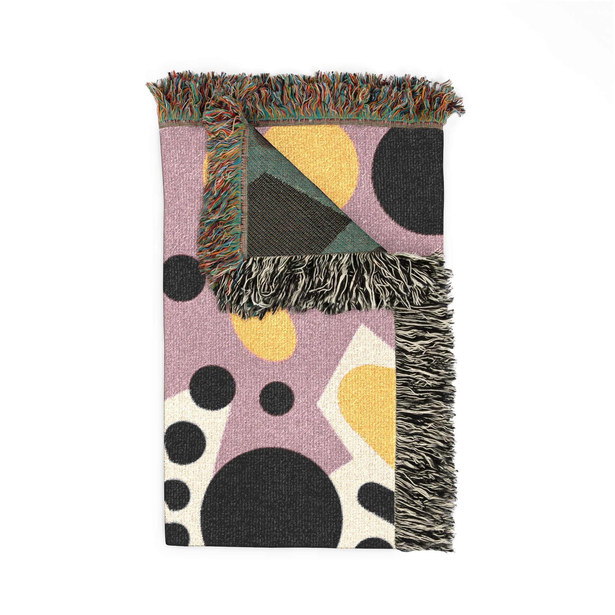 Dot Pop Throw — 1980s Bold Circle Woven Blanket