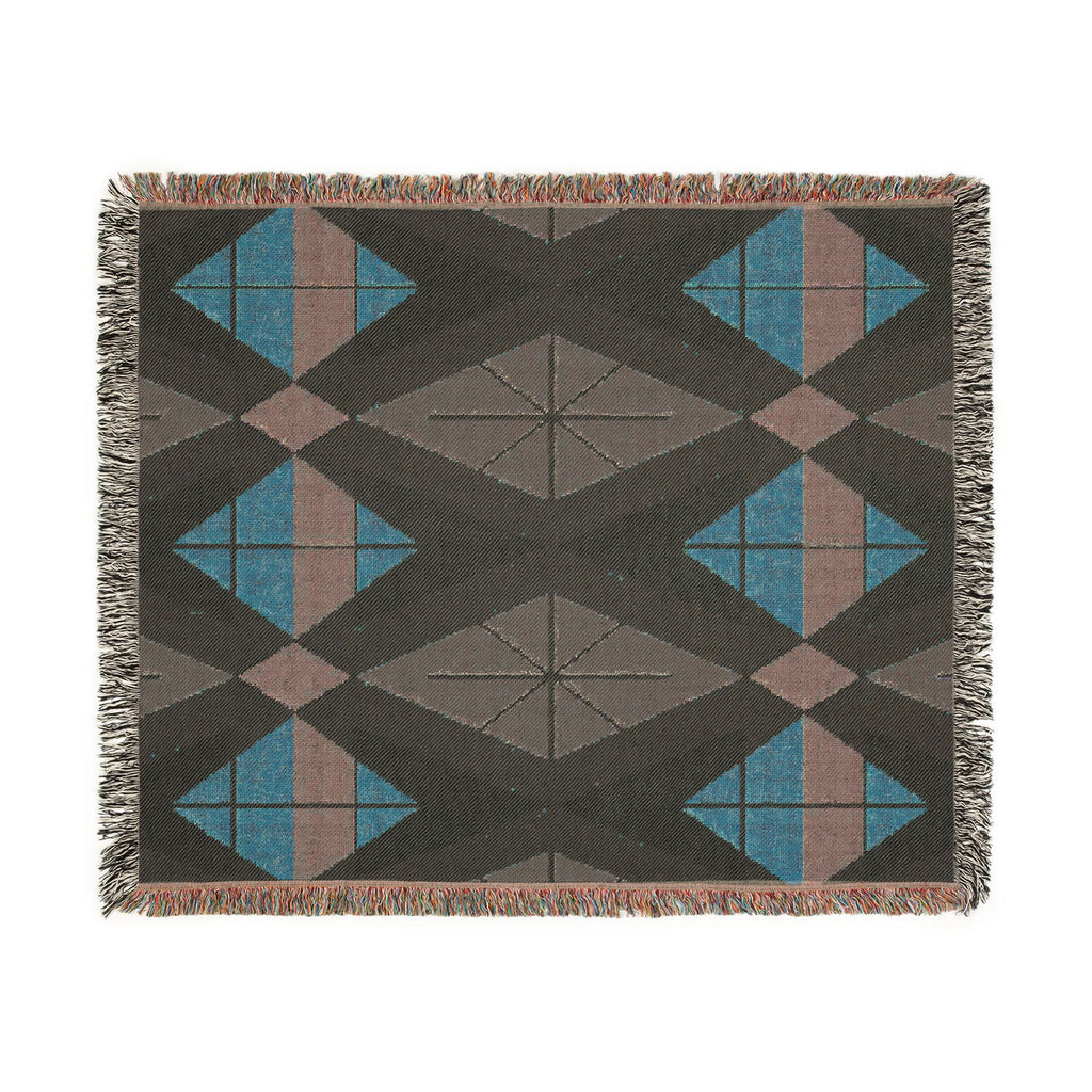 Prism Geo Throw — 1980s Pastel Geometric Woven Blanket
