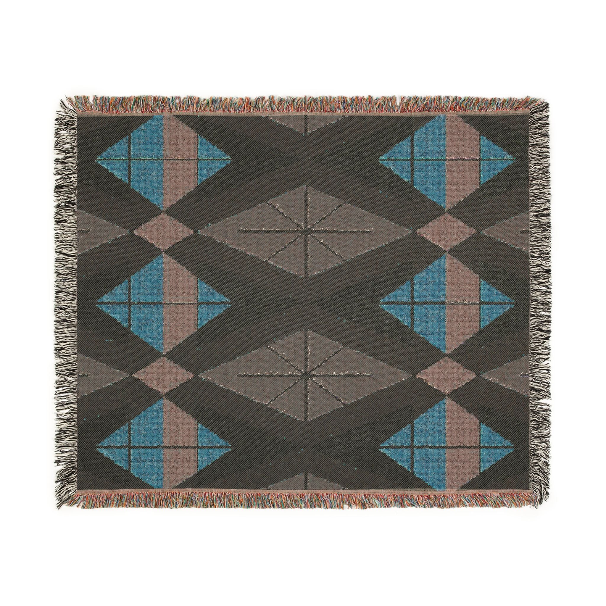 Prism Geo Throw — 1980s Pastel Geometric Woven Blanket