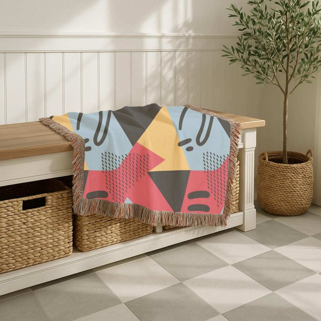 Memphis Night Throw — 1980s Geometric Art Woven Blanket