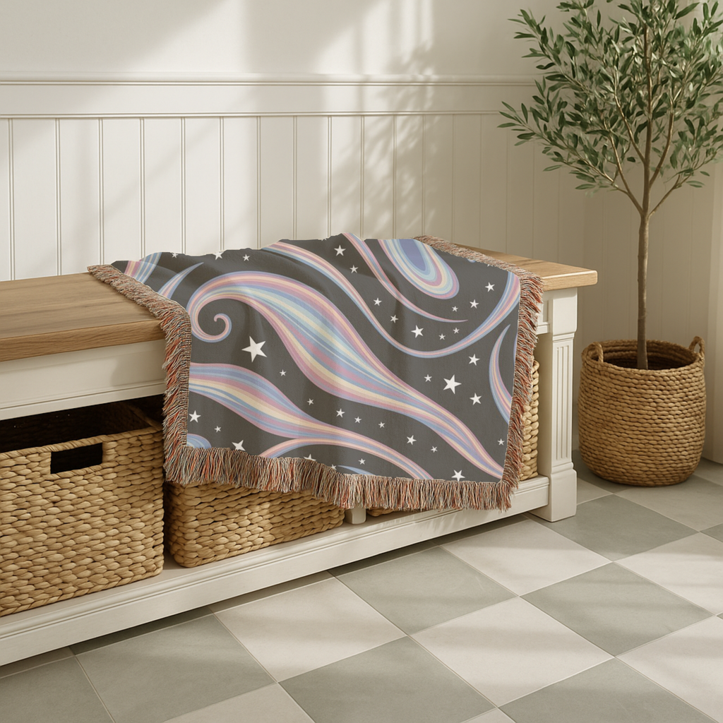 Cosmos Throw — 2000s Y2K Pastel Galaxy Woven Blanket