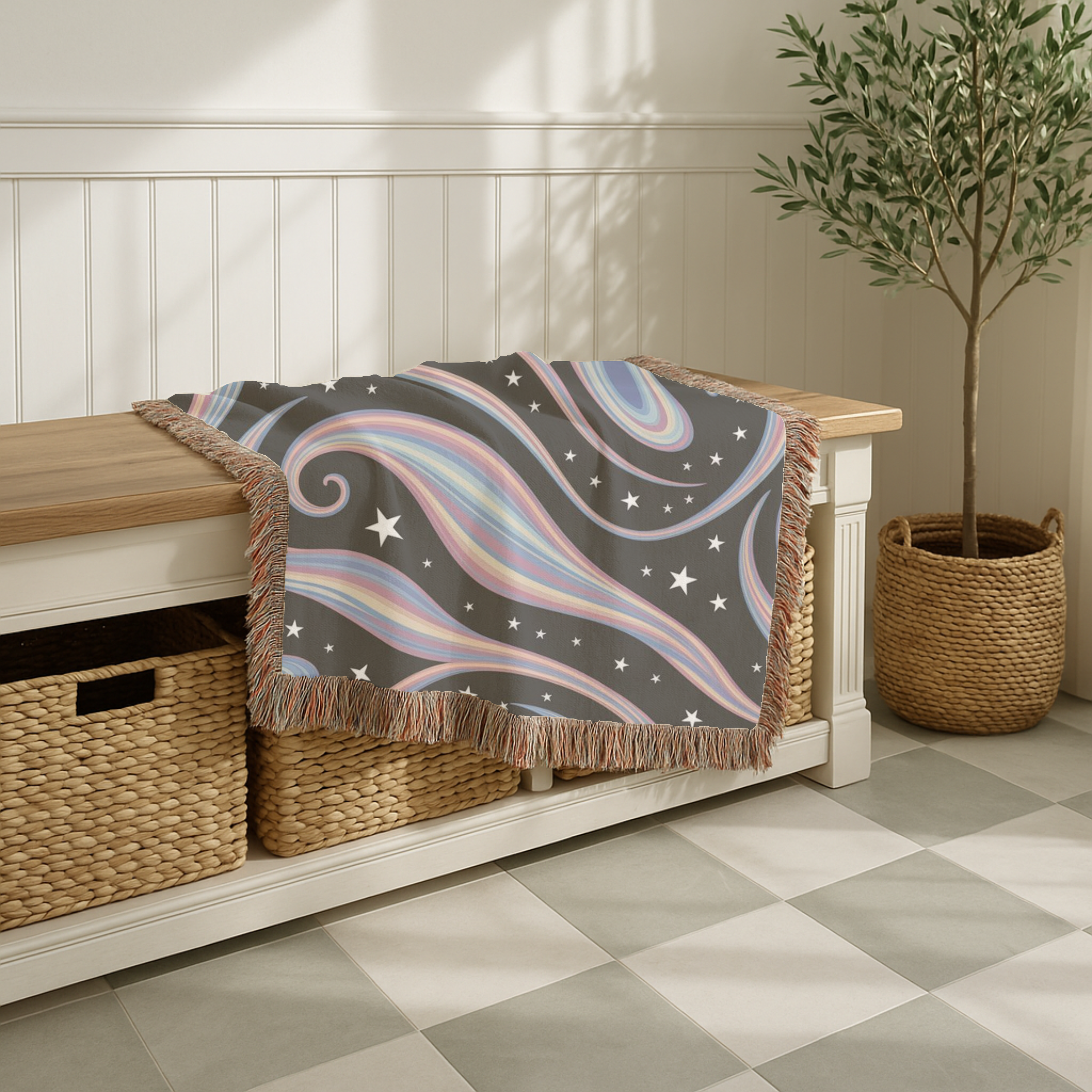 Cosmos Throw — 2000s Y2K Pastel Galaxy Woven Blanket