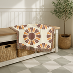 Harvest Sunflower Throw — 1970s Folk Sunflower Woven Blanket