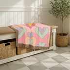 Layered Heart Throw — 1980s Rainbow Love Woven Blanket