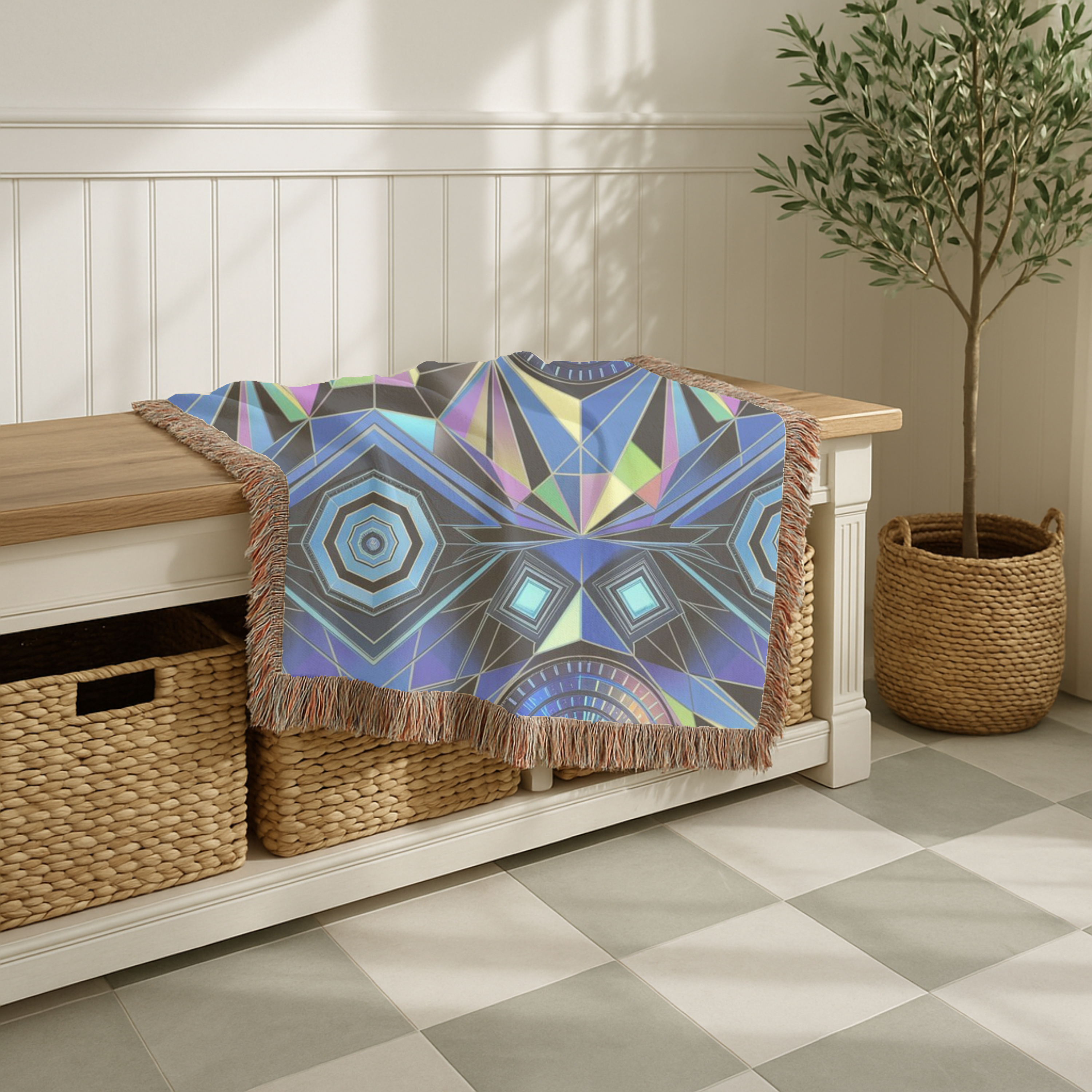 Crystal Throw — 2000s Y2K Kaleidoscope Gem Woven Blanket