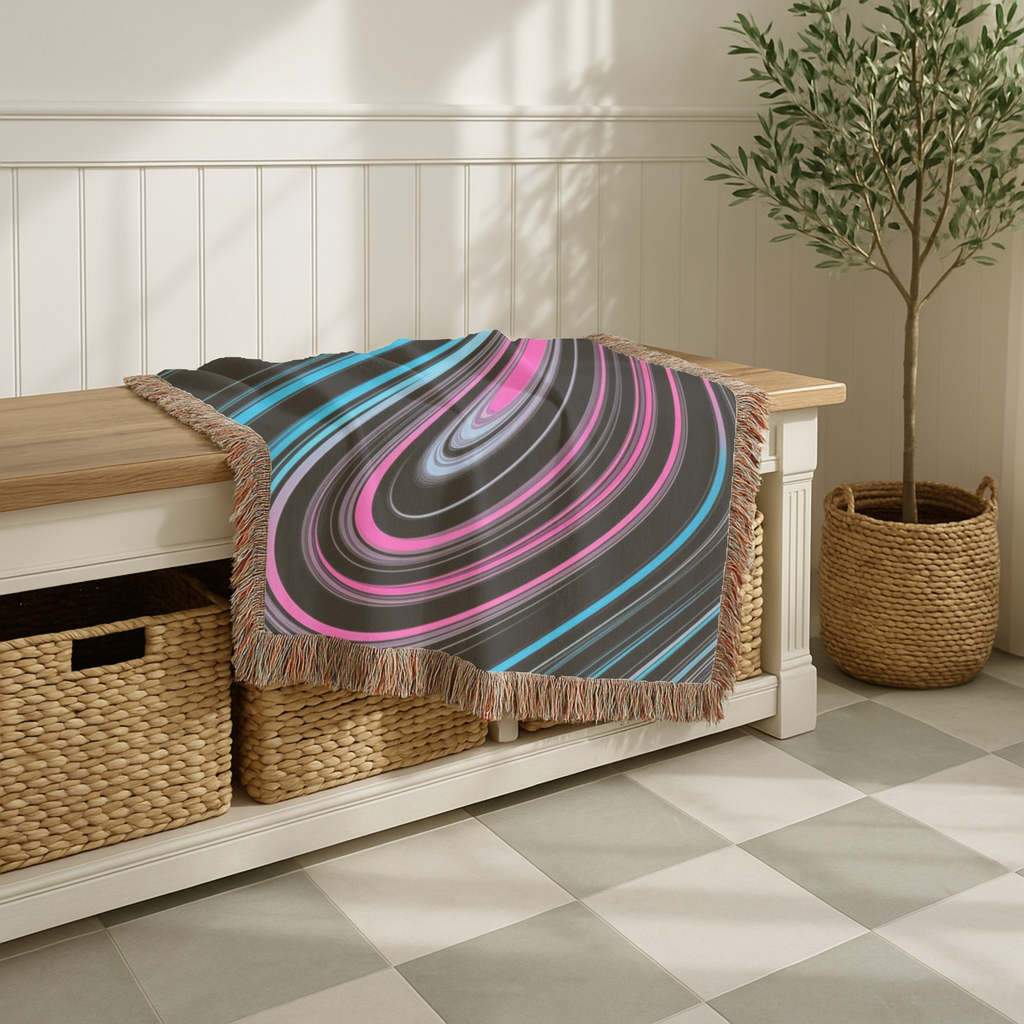Neon Vortex Throw — 2000s Y2K Neon Flow Woven Blanket
