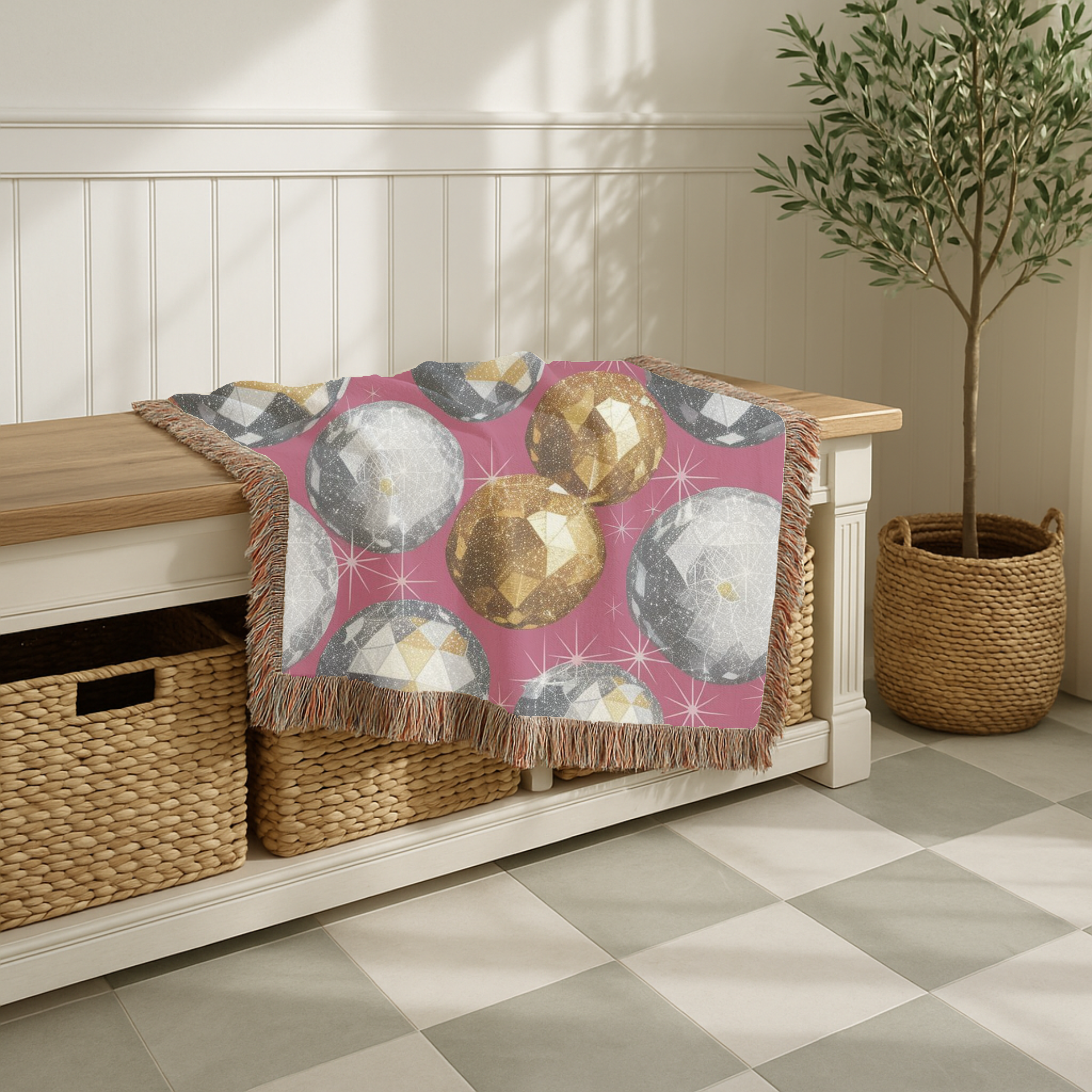 Disco Ball Throw — 1980s Studio Glamour Woven Blanket