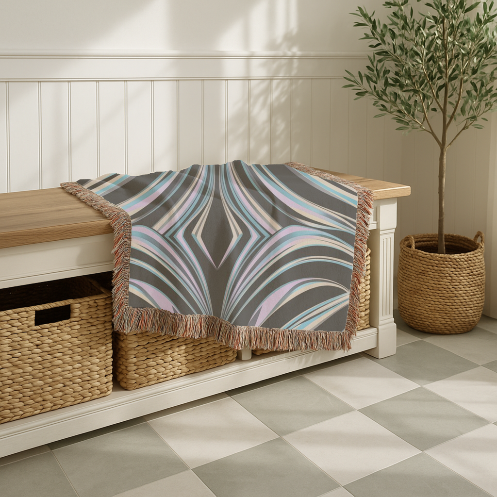 Aurora Throw — 2000s Y2K Iridescent Ribbon Woven Blanket
