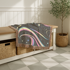 Stardust Throw — 2000s Y2K Rainbow Star Swirl Woven Blanket