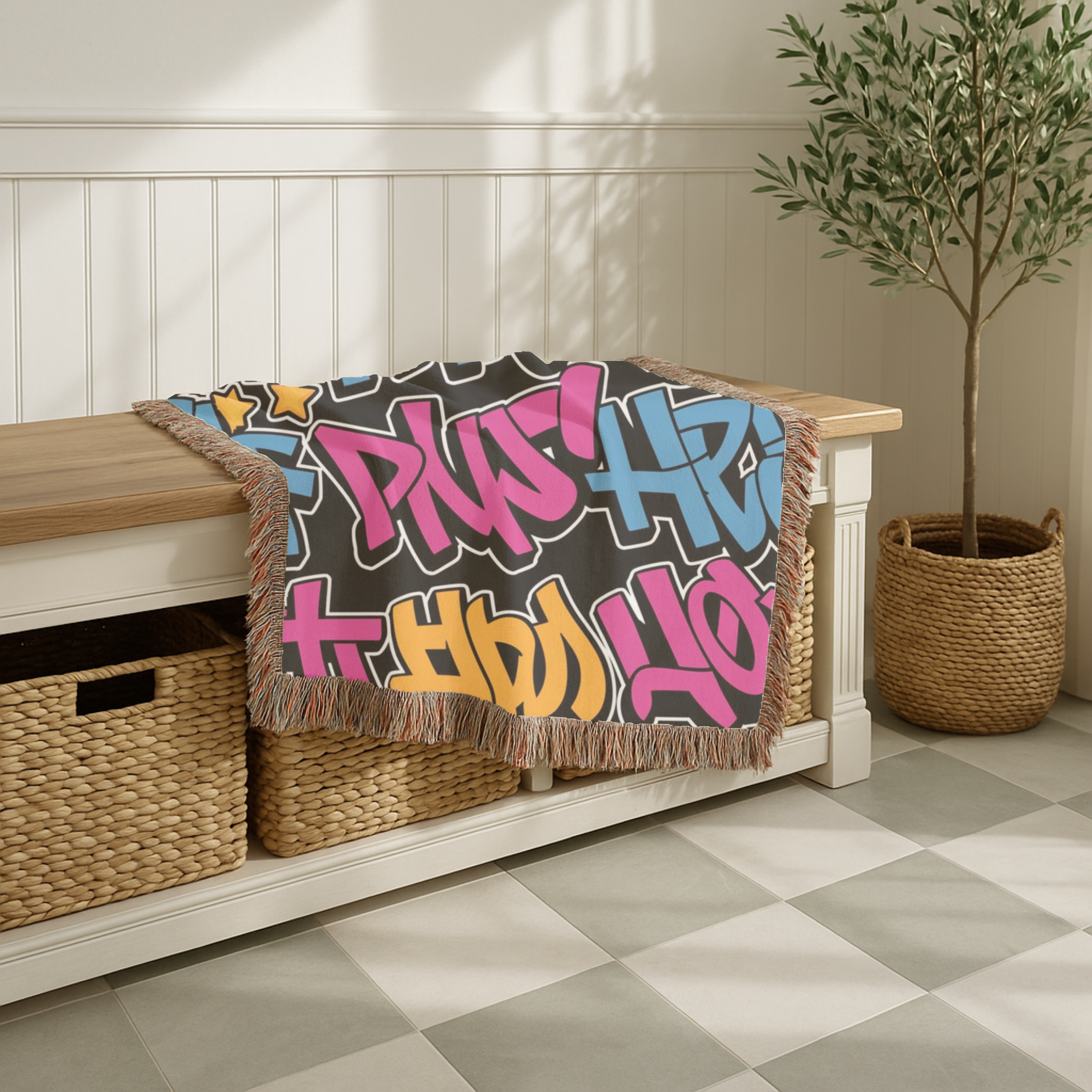 Graffiti Throw — 2000s Hip Hop Street Art Woven Blanket