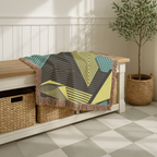 Electric Triangle Throw — 1980s Bold Stripe Geometric Woven Blanket
