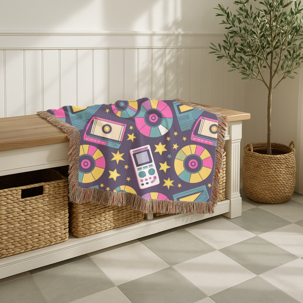 Press Play Throw — 1990s CD Player Woven Blanket