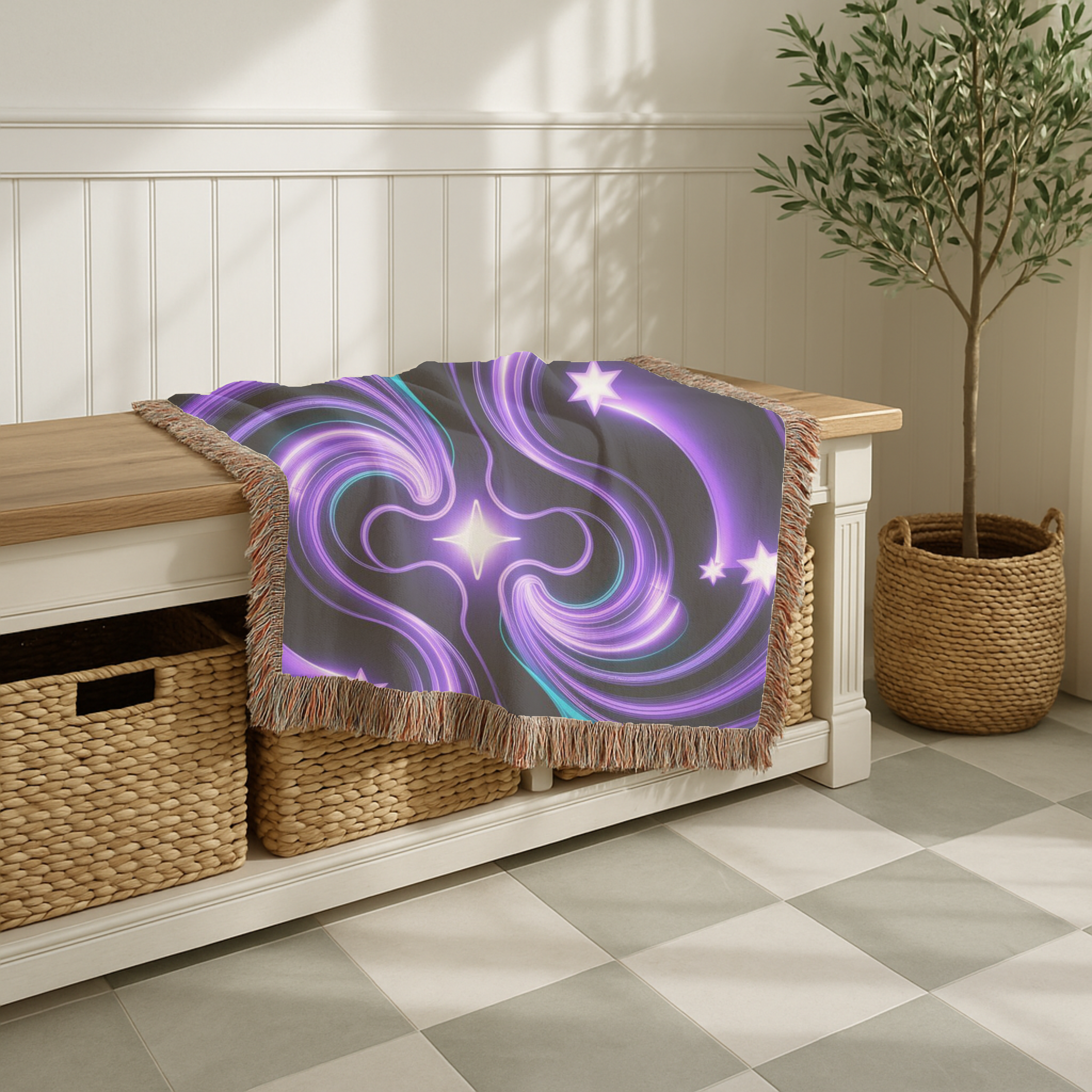 Nebula Throw — 2000s Y2K Neon Swirl Woven Blanket