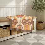 Mushroom Garden Throw — 1970s Retro Fungi Woven Blanket