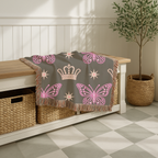 Crown & Wings Throw — 2000s Y2K Butterfly Crown Woven Blanket