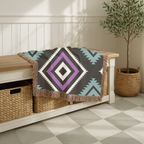 Neon Tribe Throw — 1990s Teal & Purple Geometric Woven Blanket