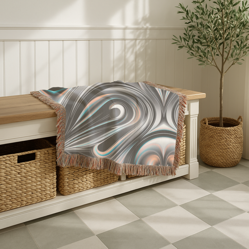 Mercury Throw — 2000s Y2K Chrome & Iridescent Woven Blanket