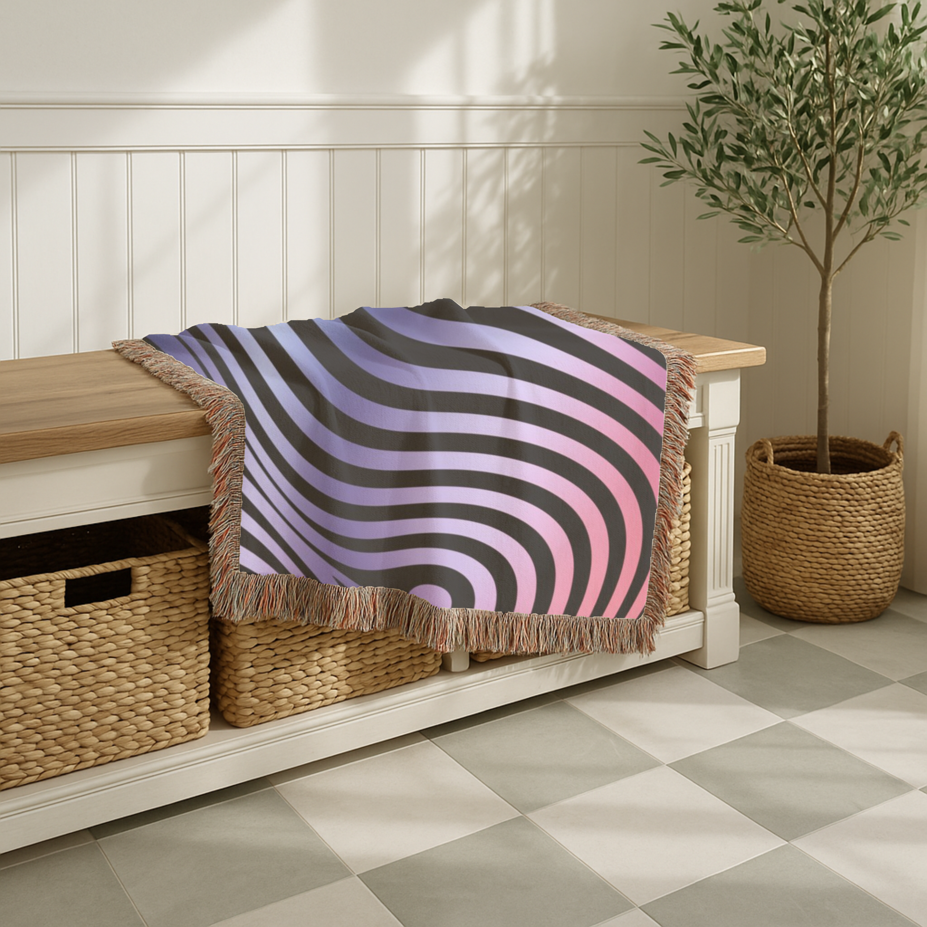 Gravity Throw — 2000s Y2K Psychedelic Wave Woven Blanket