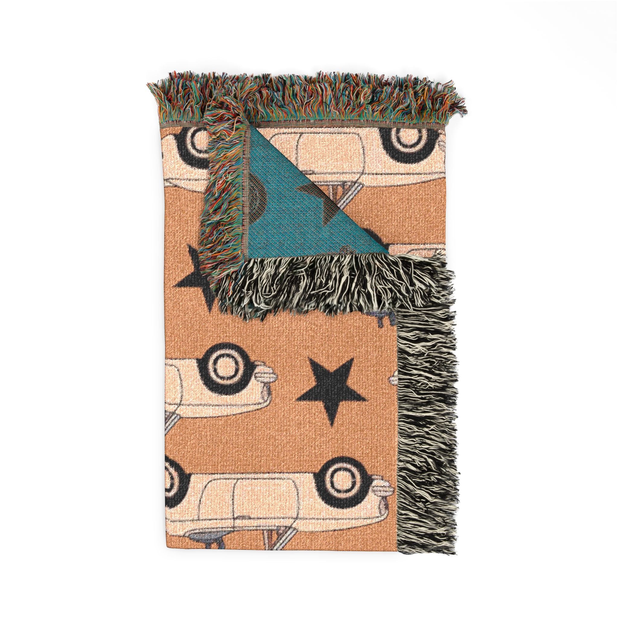 🚗 Top Down Throw — 1950s Convertible Star Woven Blanket