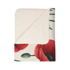 Poppy Floral Sherpa Blanket — Cozy Red Poppy Throw for Living Room & Gift