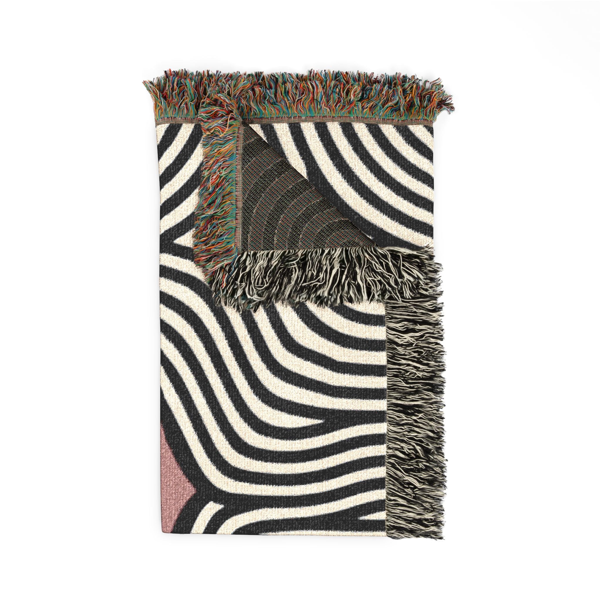 🩷 Pink Vortex Throw — 1960s Op Art Woven Blanket