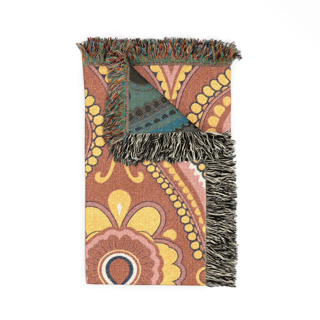 🔴 Marrakech Throw — 1970s Bohemian Paisley Woven Blanket