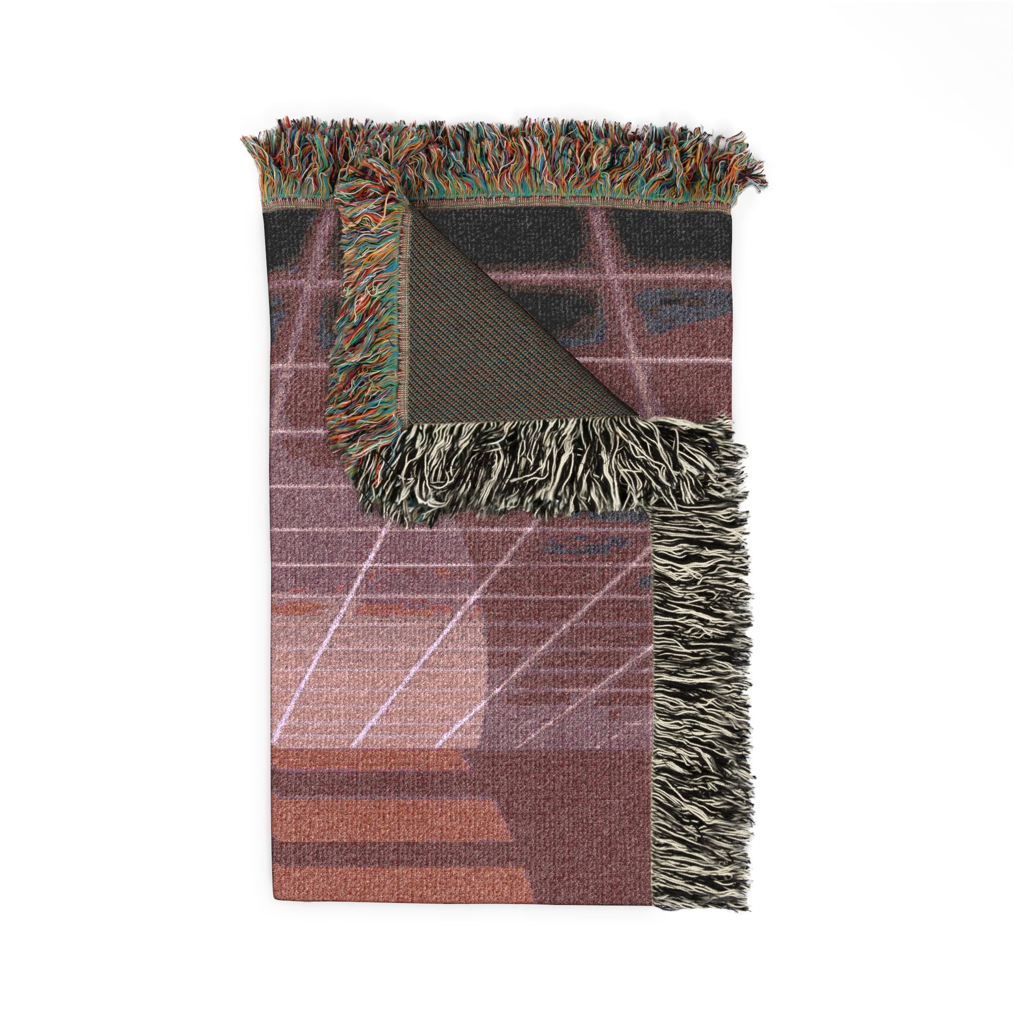 Sunset Grid Throw — 1980s Retrowave Glow Woven Blanket